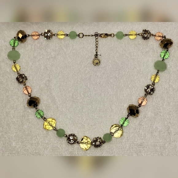 LIZ CLAIBORNE Pastel Beaded and Rhinestone Necklace - Picture 2 of 4